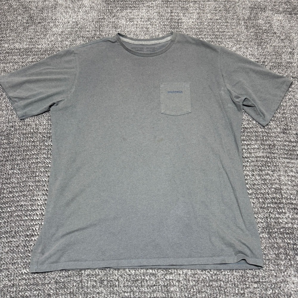 Patagonia Mens Responsibili-Tee T Shirt XL Gray Graphic Mountain Logo‎ Pocket